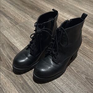 Black Lace-Up Ankle Boots